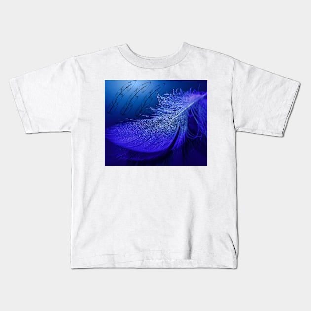 blue feather Kids T-Shirt by ayoubShoop